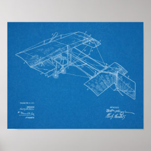 Impression de dessin d'art d'avion Vintage 1913