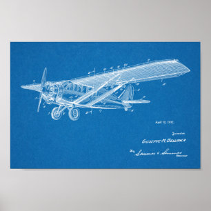 Impression de dessin d'art d'avion Vintage 1932