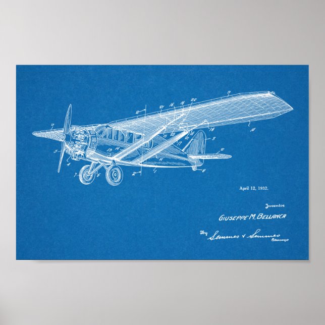 Impression de dessin d'art d'avion Vintage 1932 (Devant)