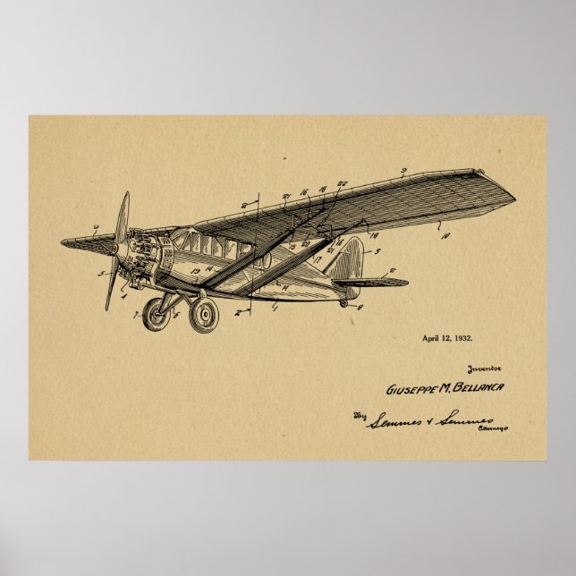 Impression de dessin d'art d'avion Vintage 1932 (Devant)