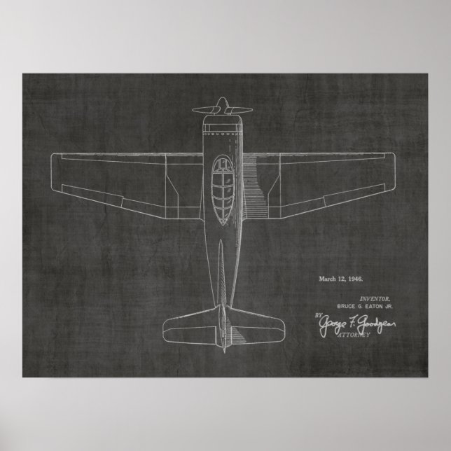 Impression de dessin d'art d'avion Vintage de 1946 (Devant)