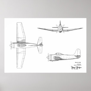 Impression de dessin d'art d'avion Vintage de 1946