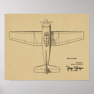 Impression de dessin d'art d'avion Vintage de 1946