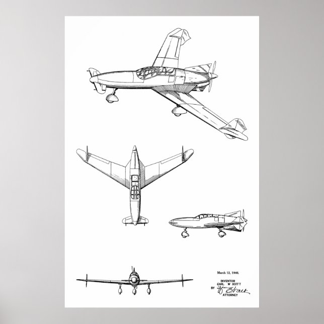 Impression de dessin d'art de l'avion à boucle arr (Devant)