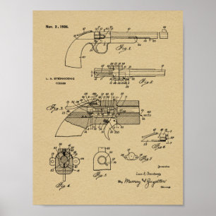 Impression de dessin d'art Vintage d'armes à feu d