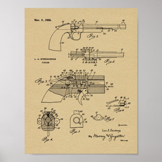Impression de dessin d'art Vintage d'armes à feu d (Devant)