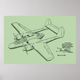 Impression de dessin d'avion Vintage 1946