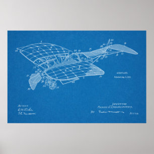 Impression de dessin de brevet d'avion de 1912