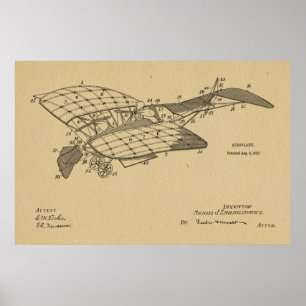 Impression de dessin de brevet d'avion de 1912