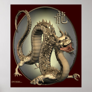 Impression de dragon chinois vintage