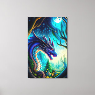 Impression de dragon lunaire et toile de lune