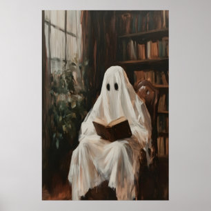 Impression de fantôme de bibliothèque vintage, aff