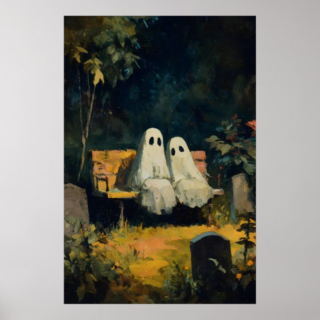 Impression de fantômes visitant une tombe, Affiche (Devant)