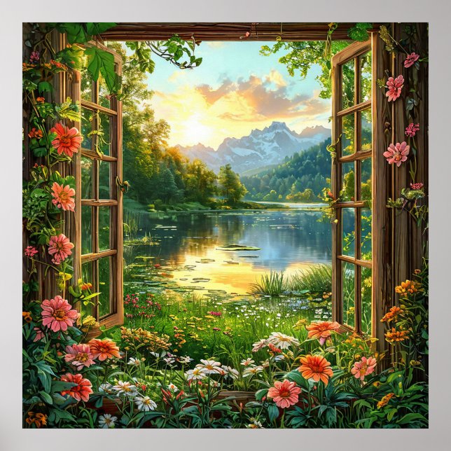 Impression de Fausse Fenêtre sur Paysage Scénique  (Devant)