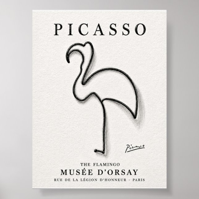 Impression de flamant rose de Picasso | Art minima (Devant)