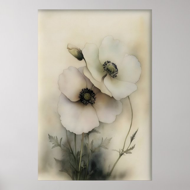 Impression de fleurs anciennes, art mural rustique (Devant)