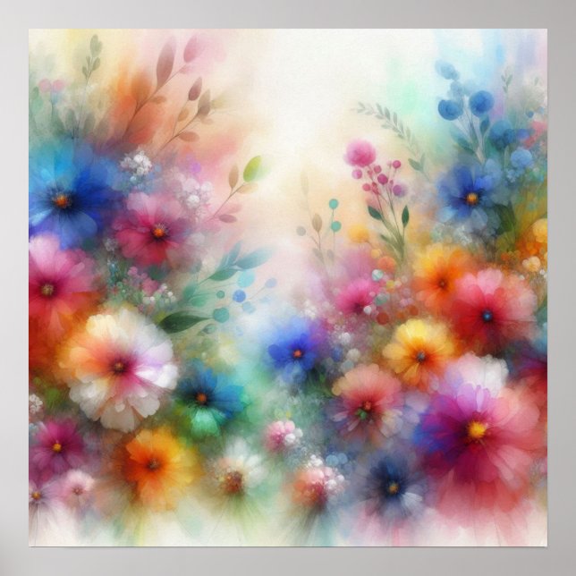 Impression de fleurs aquarelles abstraites (Devant)