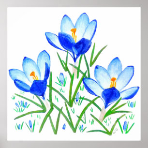 Impression de fleurs de Crocus Bleu
