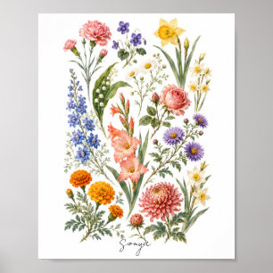 Impression de fleurs de naissance de famille perso