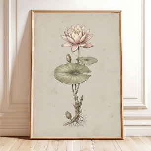 Impression de fleurs de nénuphar vintage pour déco