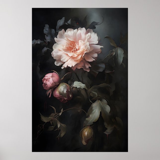 Impression de fleurs de pivoines magiques vintage, (Devant)