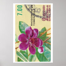 Impression de fleurs vintage Sri Lanka - Timbre-po