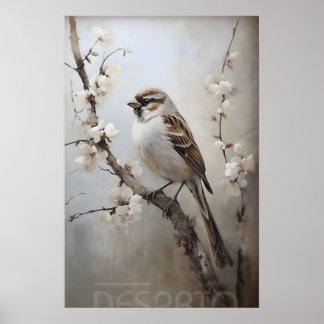 Impression de forêt de printemps de moineau, nurse