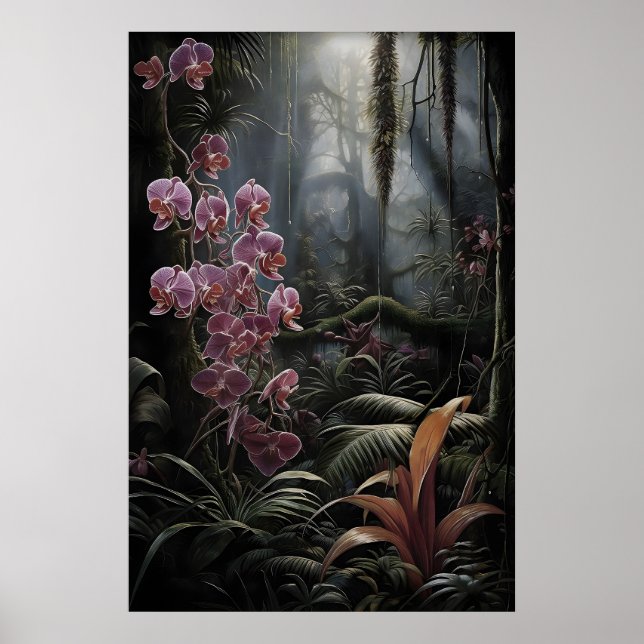 Impression de forêt d'orchidées roses, Gothique Da (Devant)