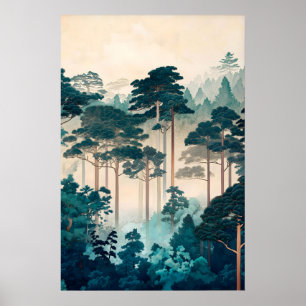 Impression de forêt japonaise Art de paysage de st