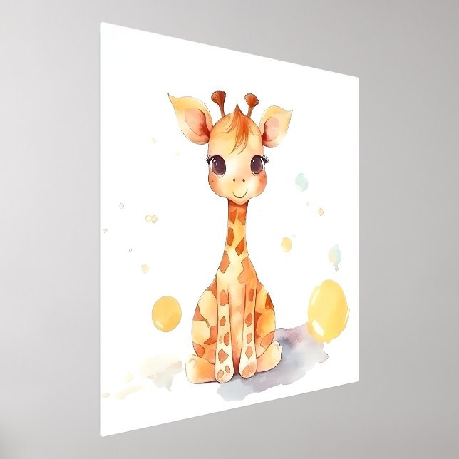 Impression de girafe nouveau-né mignon en feuille  (Poser)