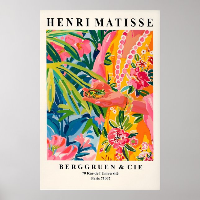 Impression de grenouille de style Matisse rose max (Devant)