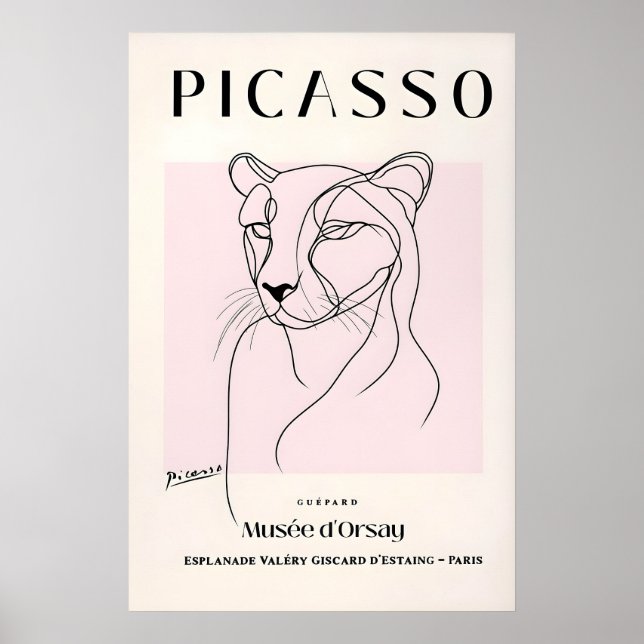 Impression de guépard en ligne, affiche de Picasso (Devant)