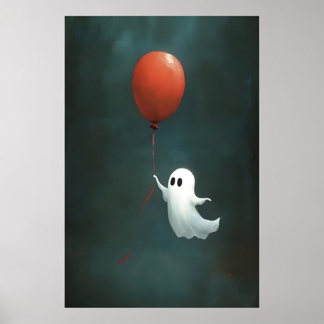 Impression de Halloween Fantôme avec Ballon, Vinta (Devant)
