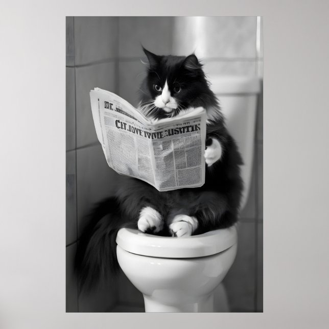 Impression de journal de chat drôle, mur de salle  (Devant)