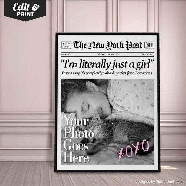Impression de journal personnalisée pour chambre d (Trendy Newspaper Print, New York Wall Art, Retro Bathroom Wall Print, Girly Dorm Room Decor)