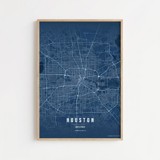 Impression de la carte bleue de Houston Poster d'a (Créateur téléchargé)