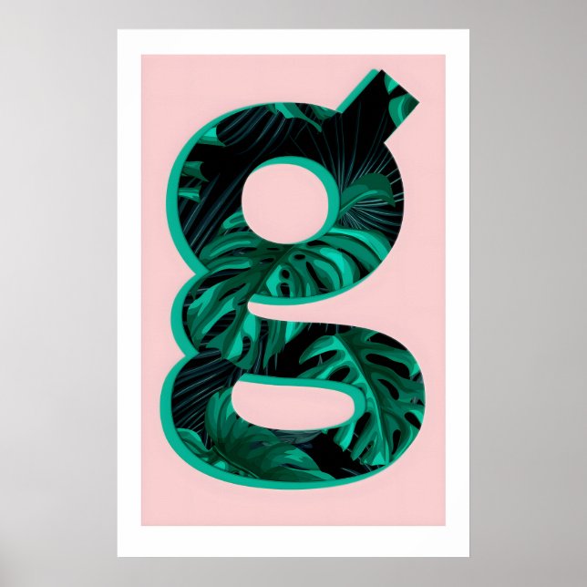 Impression de la lettre G, typographie de plante M (Devant)