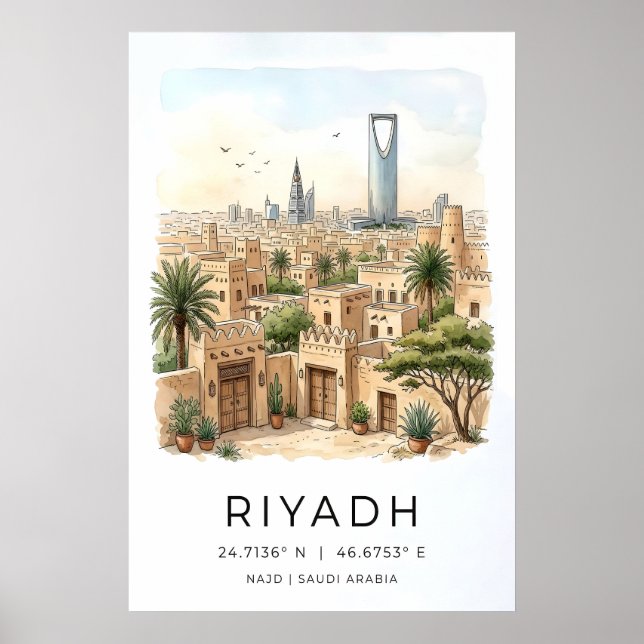 Impression de la skyline de Riyad Aquarelle de la  (Devant)