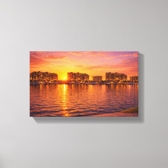 Impression de la ville au bord de l'eau à l'heure  (Recto)