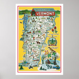 Impression de l'affiche Carte du Vermont