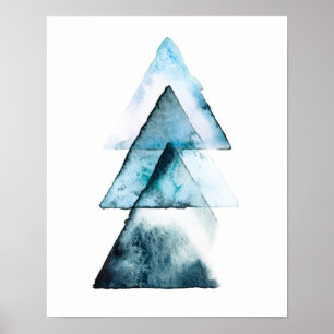Impression de l'affiche d'aquarelle géométrique bl