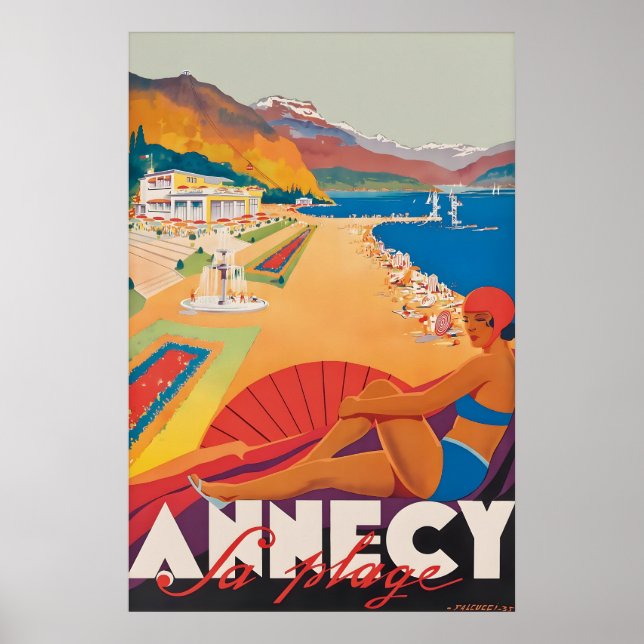 Impression de l'affiche de voyage vintage Annecy,  (Devant)
