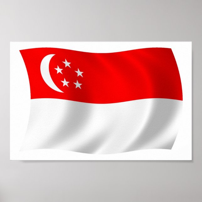 Impression de l'affiche du drapeau de Singapour (Devant)