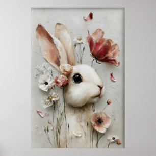 Impression de lapin de fleur de Pâques, lapin de p