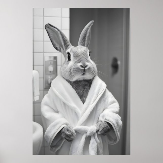 Impression de lapin en robe de chambre, Art AI de  (Devant)