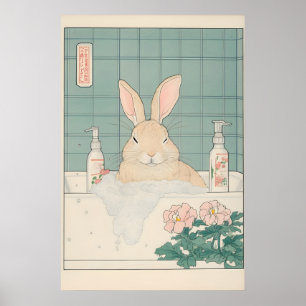 Impression de lapin Ukiyo-e drôle de lapin dans la
