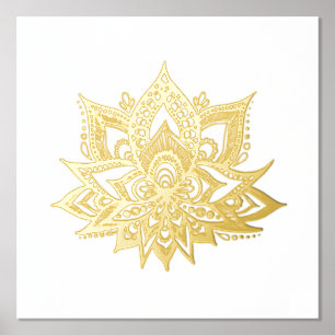 Impression de l'art de la fleur Lotus Gold