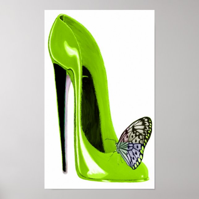 Impression de l'art vert citron et papillon (Devant)