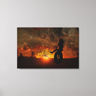 Impression de l'enfant dans le pneu en toile étiré