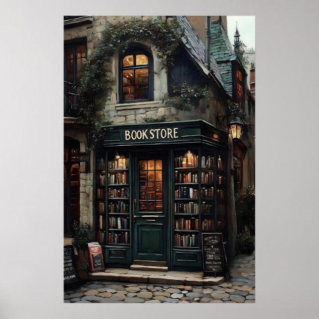 Impression de librairie vintage, Dark Academia (Devant)
